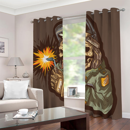 Dead Welder Print Blackout Grommet Curtains