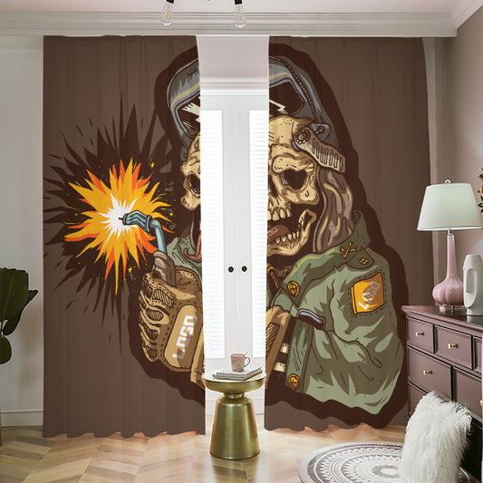 Dead Welder Print Blackout Pencil Pleat Curtains