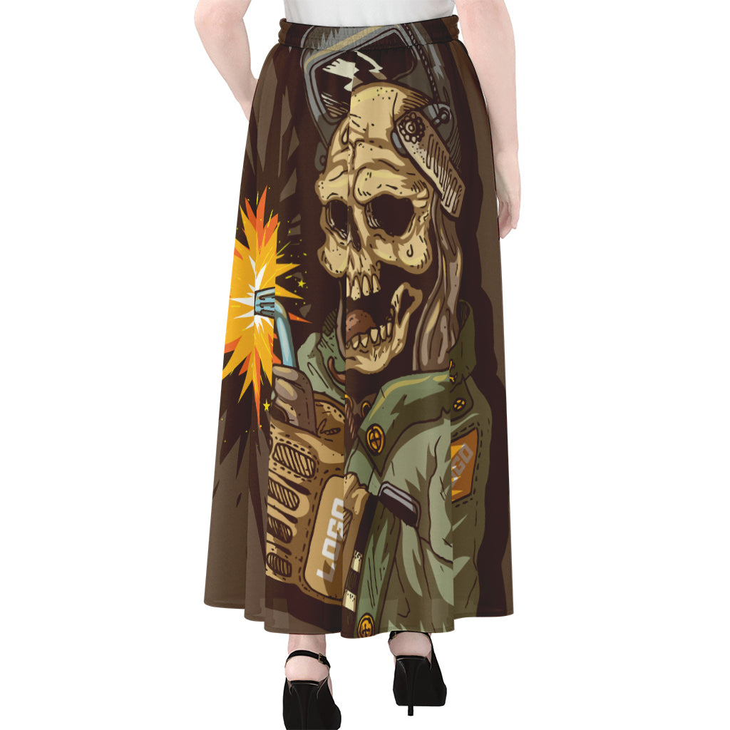 Dead Welder Print Chiffon Maxi Skirt