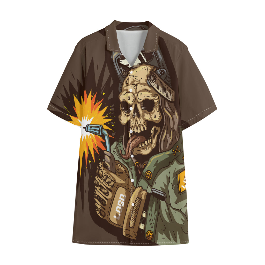 Dead Welder Print Cotton Hawaiian Shirt
