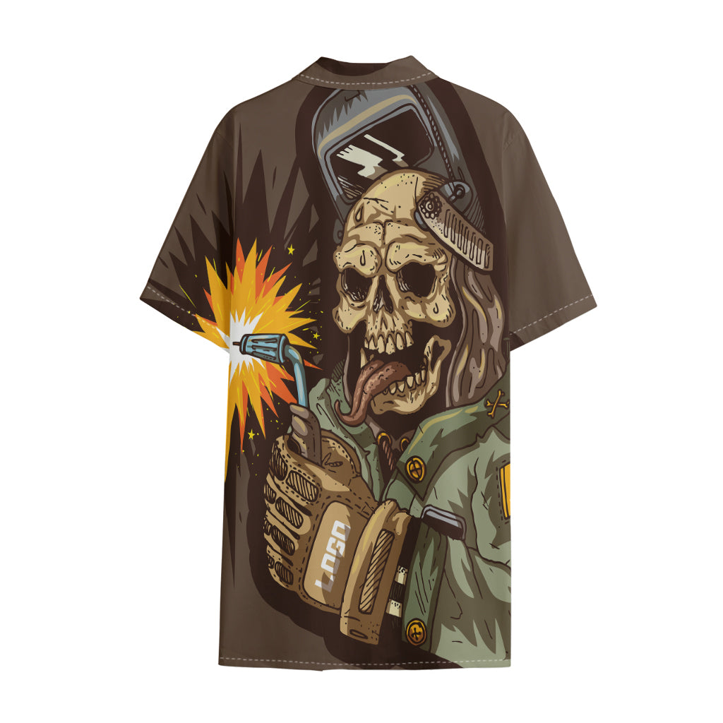 Dead Welder Print Cotton Hawaiian Shirt