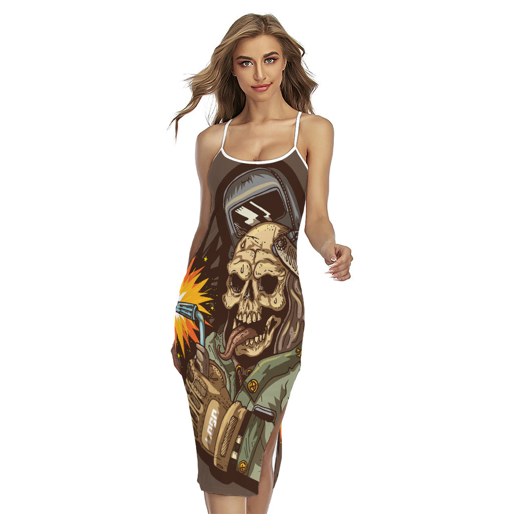 Dead Welder Print Cross Back Cami Dress