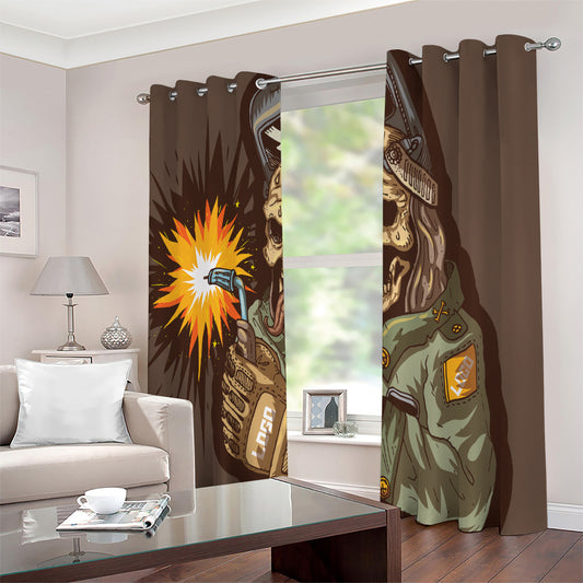 Dead Welder Print Extra Wide Grommet Curtains