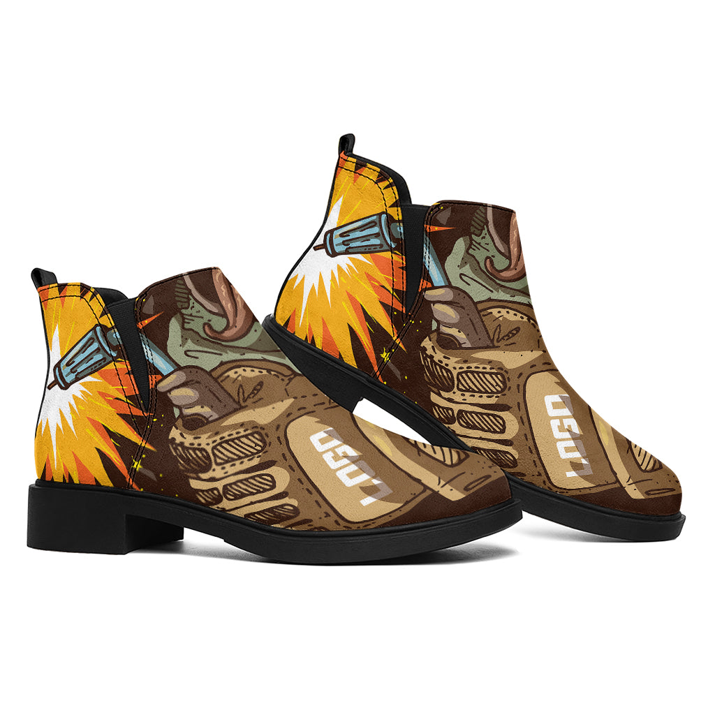 Dead Welder Print Flat Ankle Boots