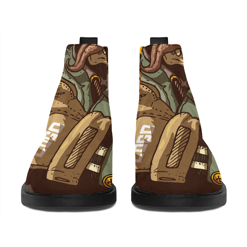 Dead Welder Print Flat Ankle Boots