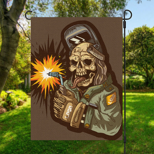 Dead Welder Print Garden Flag