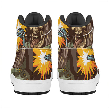 Dead Welder Print High Top Leather Sneakers