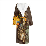 Dead Welder Print Hooded Bathrobe