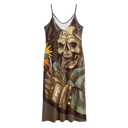 Dead Welder Print Jersey Midi Cami Dress