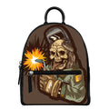 Dead Welder Print Leather Backpack