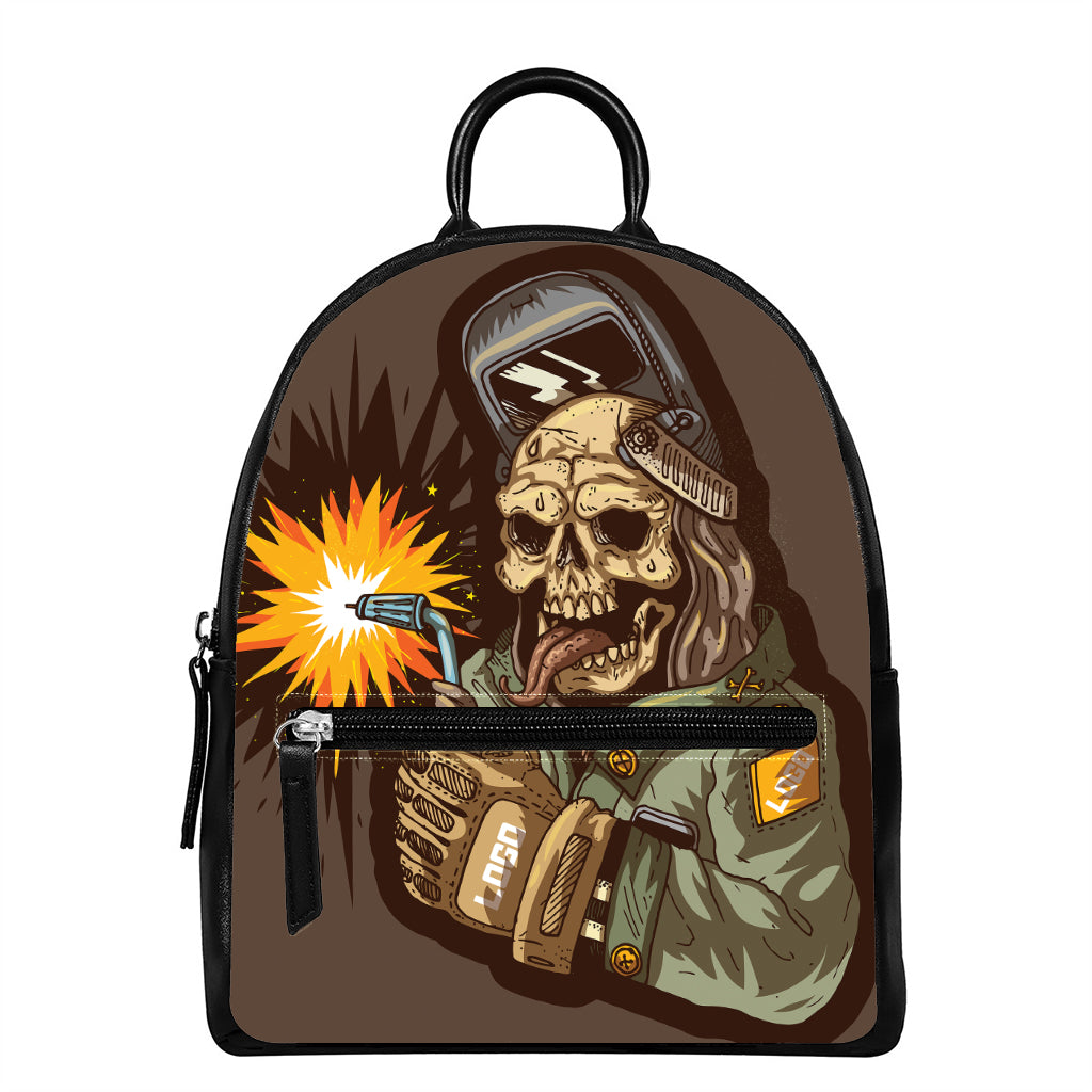 Dead Welder Print Leather Backpack