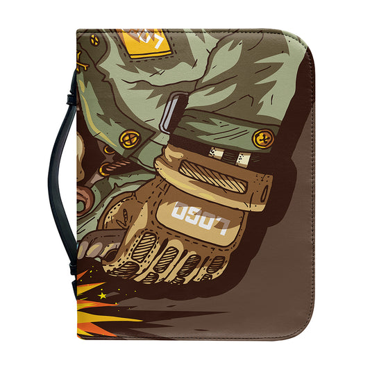Dead Welder Print Leather Bible Cover