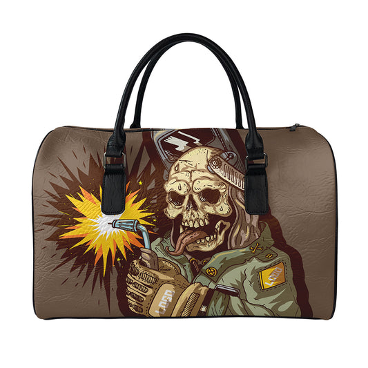 Dead Welder Print Leather Duffle Bag