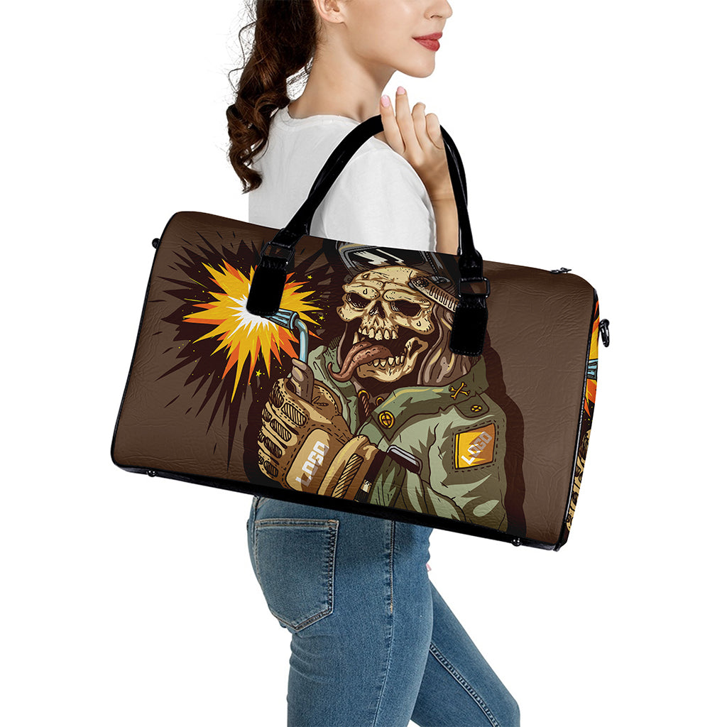 Dead Welder Print Leather Duffle Bag