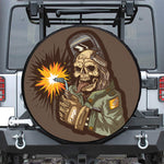 Dead Welder Print Leather Spare Tire Cover