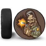 Dead Welder Print Leather Spare Tire Cover
