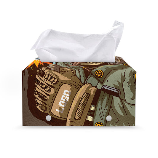 Dead Welder Print Leather Tissue Box Cover