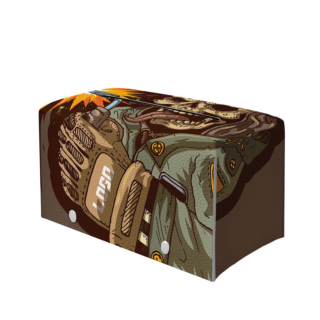 Dead Welder Print Leather Tissue Box Cover