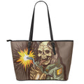Dead Welder Print Leather Tote Bag With Zipper