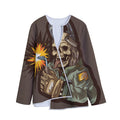 Dead Welder Print Long Sleeve Short Coat