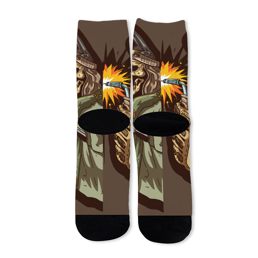 Dead Welder Print Long Socks