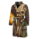 Dead Welder Print Men's Bathrobe