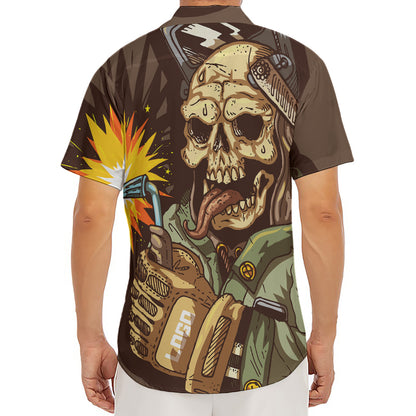 Dead Welder Print Men's Deep V-Neck Shirt