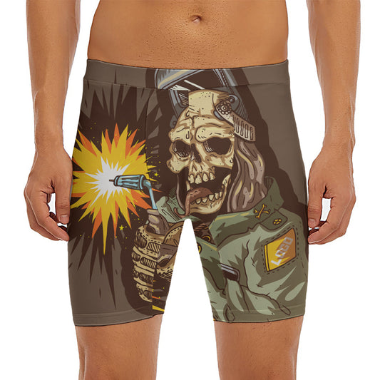 Dead Welder Print Men's Long Boxer Briefs