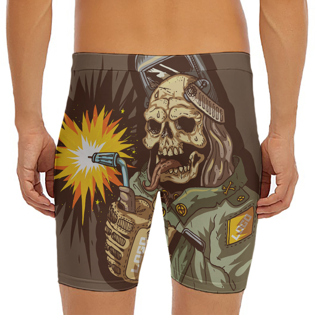 Dead Welder Print Men's Long Boxer Briefs