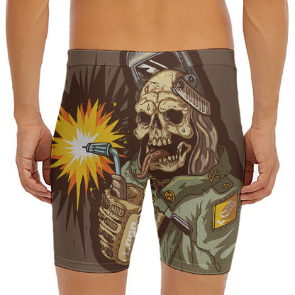 Dead Welder Print Men's Long Boxer Briefs