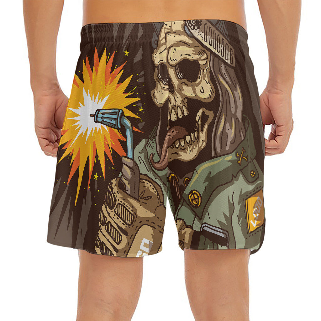 Dead Welder Print Men's Split Running Shorts