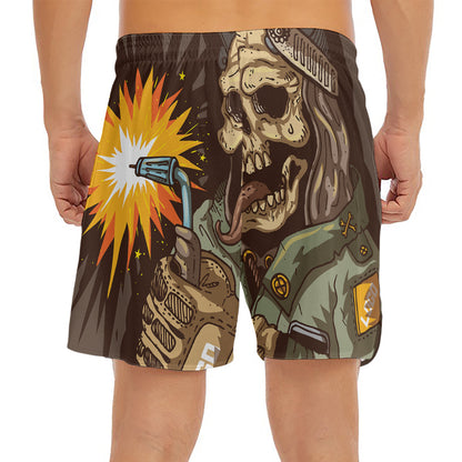 Dead Welder Print Men's Split Running Shorts