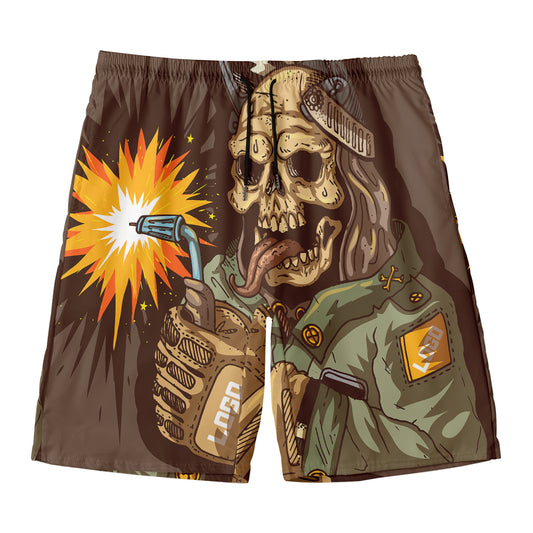 Dead Welder Print Men's Swim Trunks