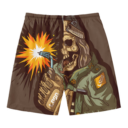 Dead Welder Print Men's Swim Trunks