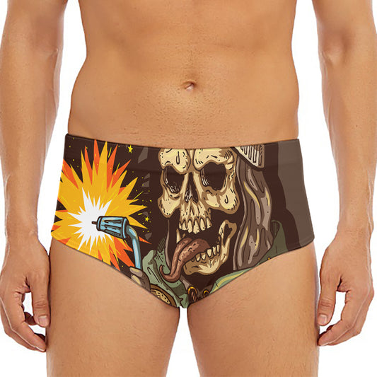 Dead Welder Print Men's Triangle Swim Briefs