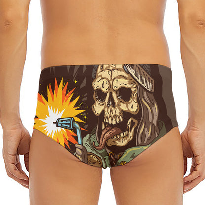 Dead Welder Print Men's Triangle Swim Briefs
