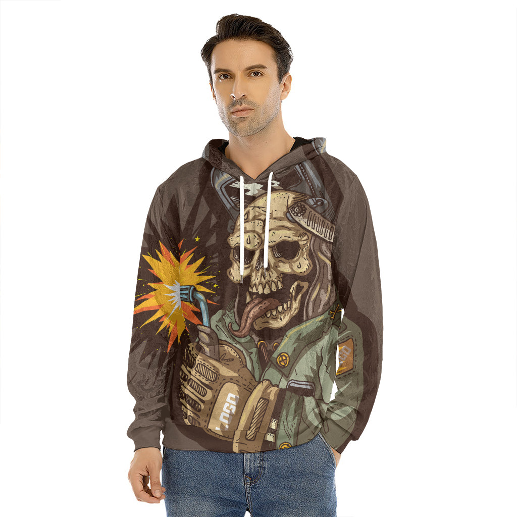 Dead Welder Print Men's Velvet Pullover Hoodie