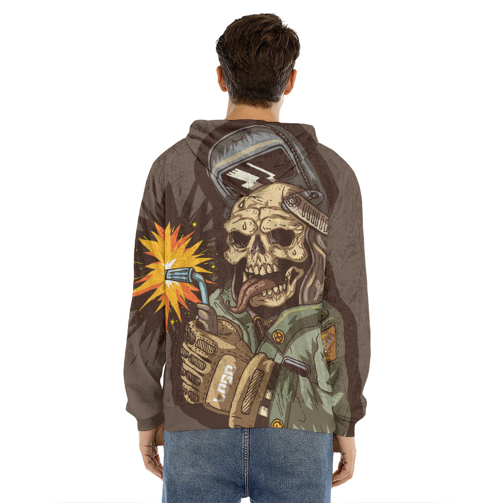 Dead Welder Print Men's Velvet Pullover Hoodie