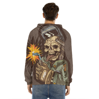 Dead Welder Print Men's Velvet Pullover Hoodie