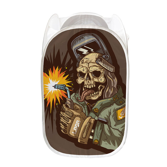 Dead Welder Print Mesh Laundry Hamper
