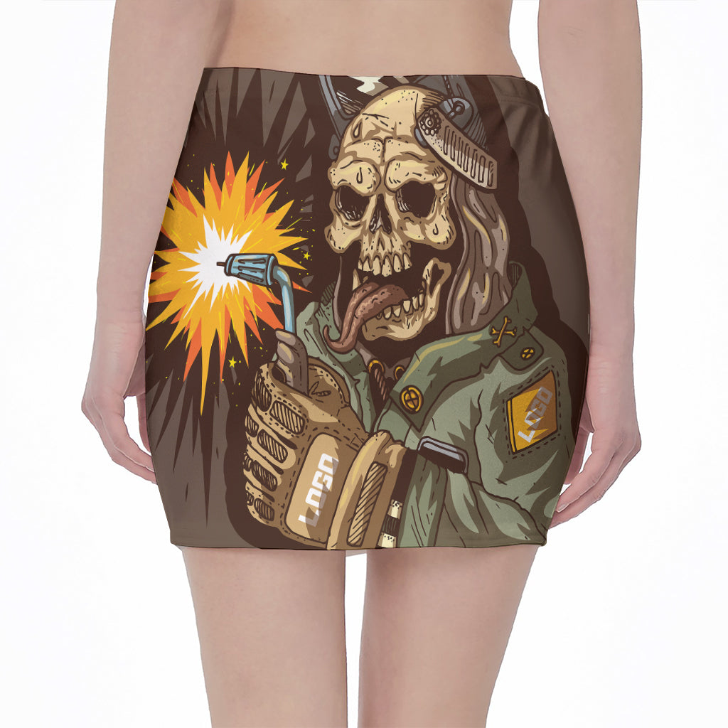 Dead Welder Print Pencil Mini Skirt