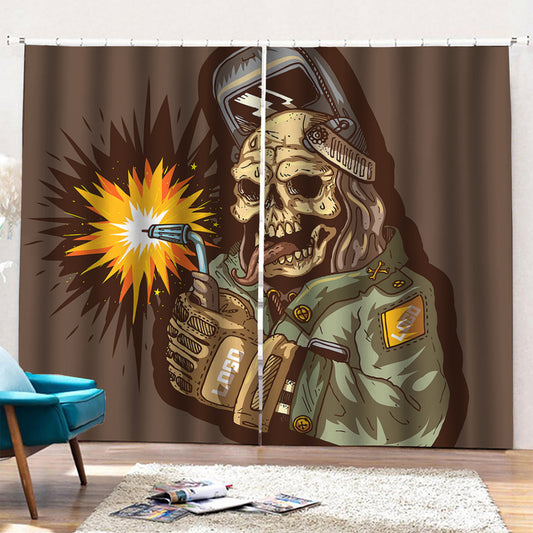 Dead Welder Print Pencil Pleat Curtains