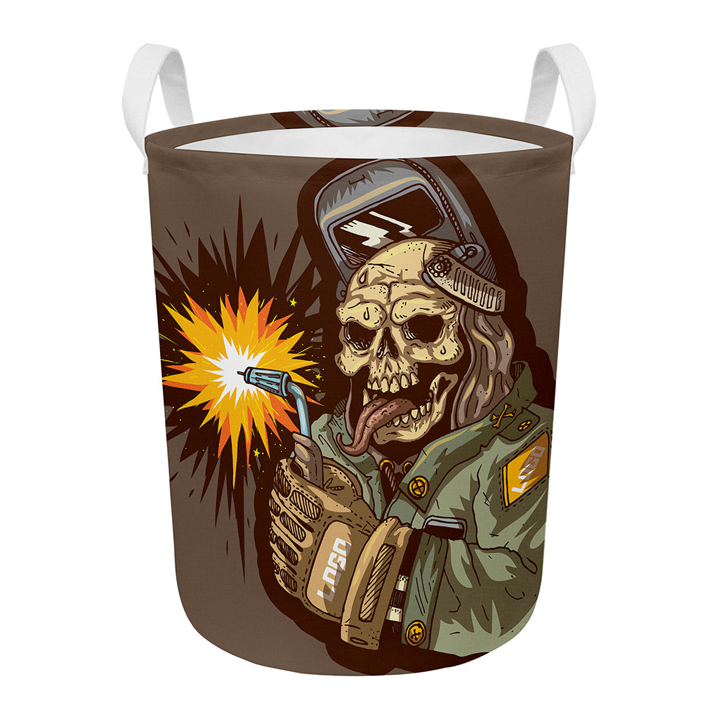 Dead Welder Print Round Laundry Basket