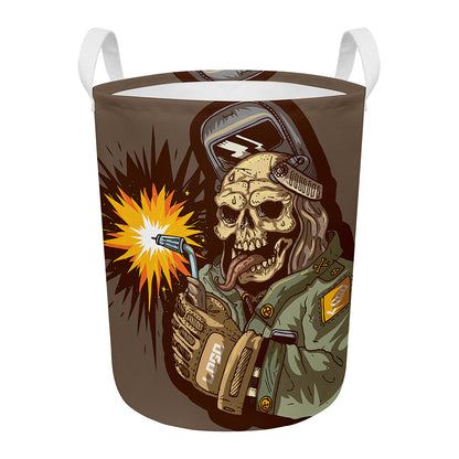 Dead Welder Print Round Laundry Basket