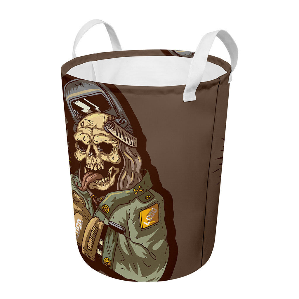 Dead Welder Print Round Laundry Basket