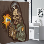 Dead Welder Print Shower Curtain