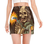 Dead Welder Print Side Slit Mini Skirt