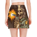 Dead Welder Print Side Slit Mini Skirt