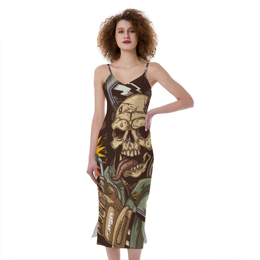 Dead Welder Print Slim Fit Midi Cami Dress