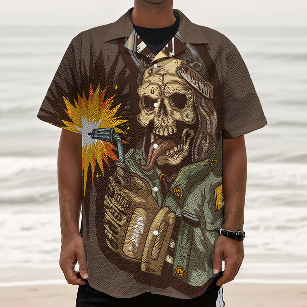 Dead Welder Print Textured Short Sleeve Shirt